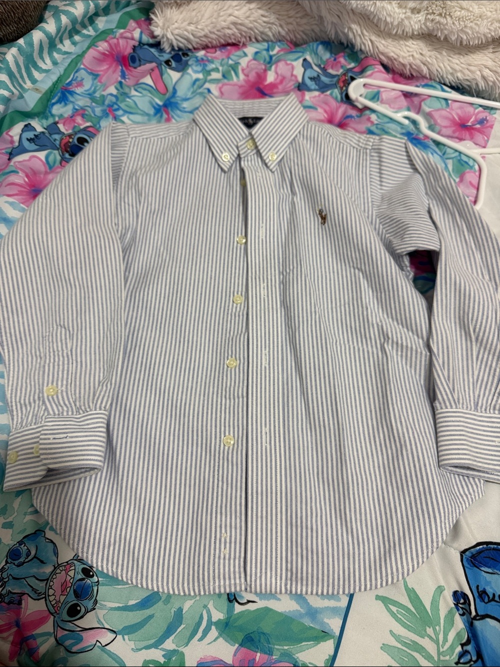 Ralph Lauren Blue and White Striped Button-Down Shirt boys size 5